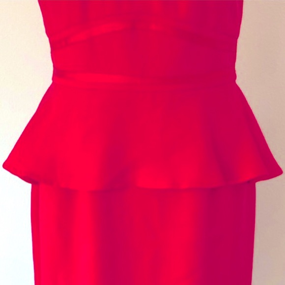 ✨NWT✨Classic Peplum Waist Red Dress w Pencil Skirt & Cap-Sleeves 🏷️by Muse - Picture 6 of 16